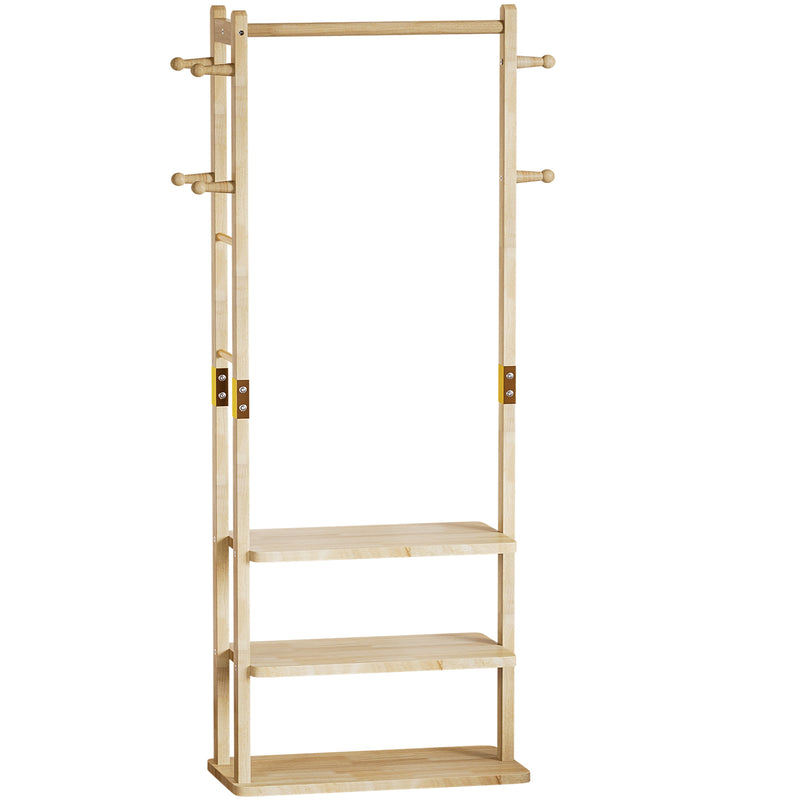 Yorbay Garderobenständer aus Holz mit 3 Ablagen, 59 × 29 × 170cm - YB089 - D044 - 1 - yorbiy.com