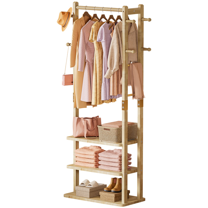 Yorbay Garderobenständer aus Holz mit 3 Ablagen, 59 × 29 × 170cm - YB089 - D044 - 10 - yorbiy.com