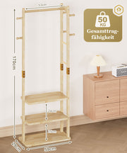 Yorbay Garderobenständer aus Holz mit 3 Ablagen, 59 × 29 × 170cm - YB089 - D044 - 3 - yorbiy.com