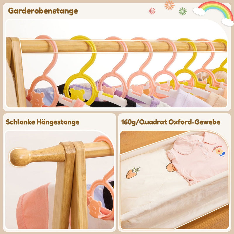 Yorbay klappbare Kinder Kleiderständer aus Bambus mit Aufbewahrungsbox - YB009-Z018 - 5 - yorbiy.com