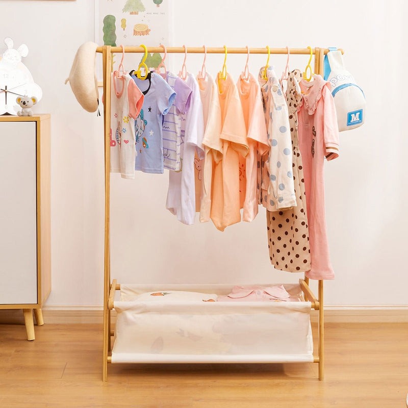 Yorbay klappbare Kinder Kleiderständer aus Bambus mit Aufbewahrungsbox - YB009-Z018 - 7 - yorbiy.com