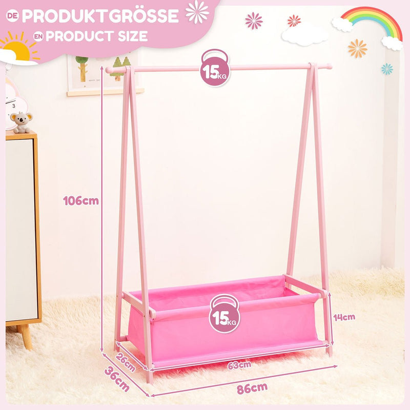 Yorbay klappbare Kinder Kleiderständer aus Bambus mit Aufbewahrungsbox - YB009 - Z020 - 10 - yorbiy.com