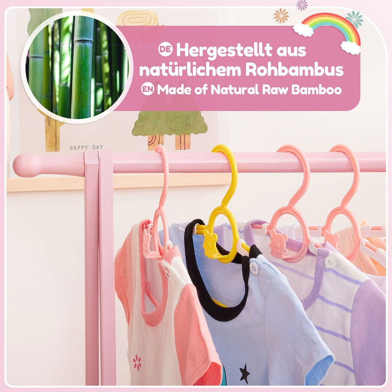 Yorbay klappbare Kinder Kleiderständer aus Bambus mit Aufbewahrungsbox - YB009 - Z020 - 12 - yorbiy.com