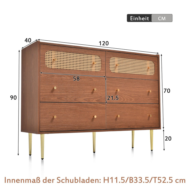 Kommode mit 6 Schubladen, 90 × 120 × 40 cm - YB - 091920AAA - 3 - yorbiy.com