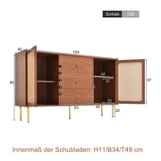 Kommode mit 2 Türen und 3 Schubladen, 90 × 150 × 40 cm - YB - 092122AAA - 3 - yorbiy.com