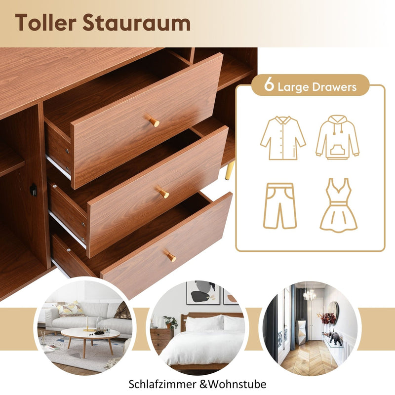 Kommode mit 2 Türen und 3 Schubladen, 90 × 150 × 40 cm - YB - 092122AAA - 6 - yorbiy.com
