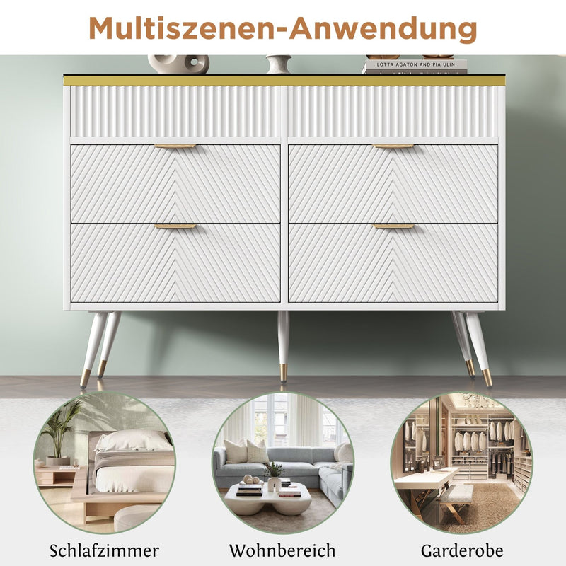 Kommode aus Bernstein Glas mit 6 Schubladen und Facheinteilung - YB - AB20302627W - 6 - yorbiy.com