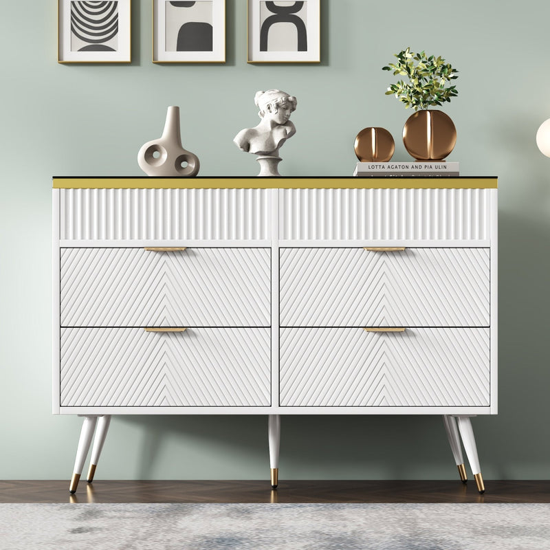 Kommode aus Bernstein Glas mit 6 Schubladen und Facheinteilung - YB - AB20302627W - 9 - yorbiy.com