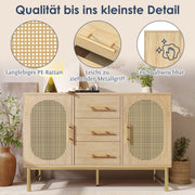 Rattan - Kommode mit 3 Schubladen und 2 Rattan - Türen - YB - AB20561516A - 4 - yorbiy.com