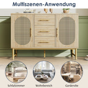 Rattan - Kommode mit 3 Schubladen und 2 Rattan - Türen - YB - AB20561516A - 8 - yorbiy.com