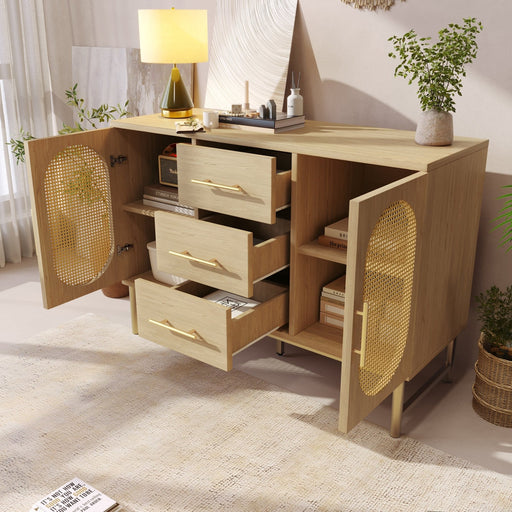 Rattan - Kommode mit 3 Schubladen und 2 Rattan - Türen - YB - AB20561516A - 9 - yorbiy.com