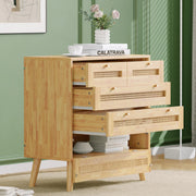 Kommode mit 3 Schubladen und Rattan - Schubladenplatte, 80 x 40 x 83 cm - YB - N622P167085 - 2 - yorbiy.com