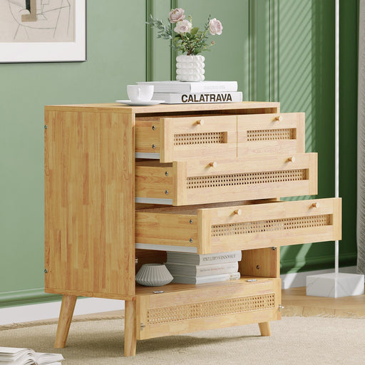 Kommode mit 3 Schubladen und Rattan - Schubladenplatte, 80 x 40 x 83 cm - YB - N622P167085 - 2 - yorbiy.com