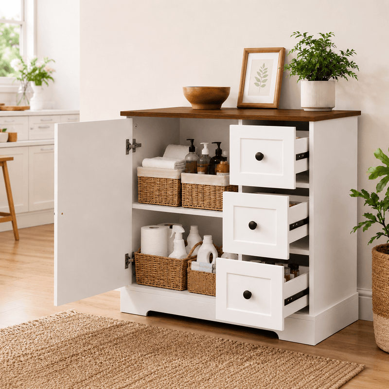 Yorbay Kommode mit 1 Tür & 3 Schubladen 85 cm - YW022-D092 - 2 - yorbiy.com