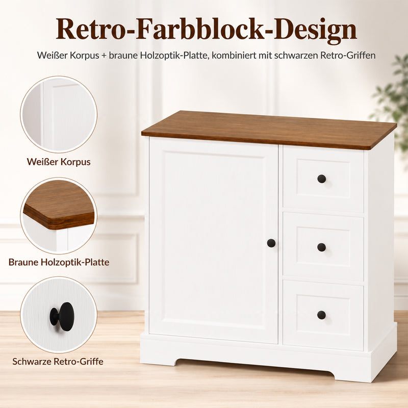 Yorbay Kommode mit 1 Tür & 3 Schubladen 85 cm - YW022-D092 - 4 - yorbiy.com