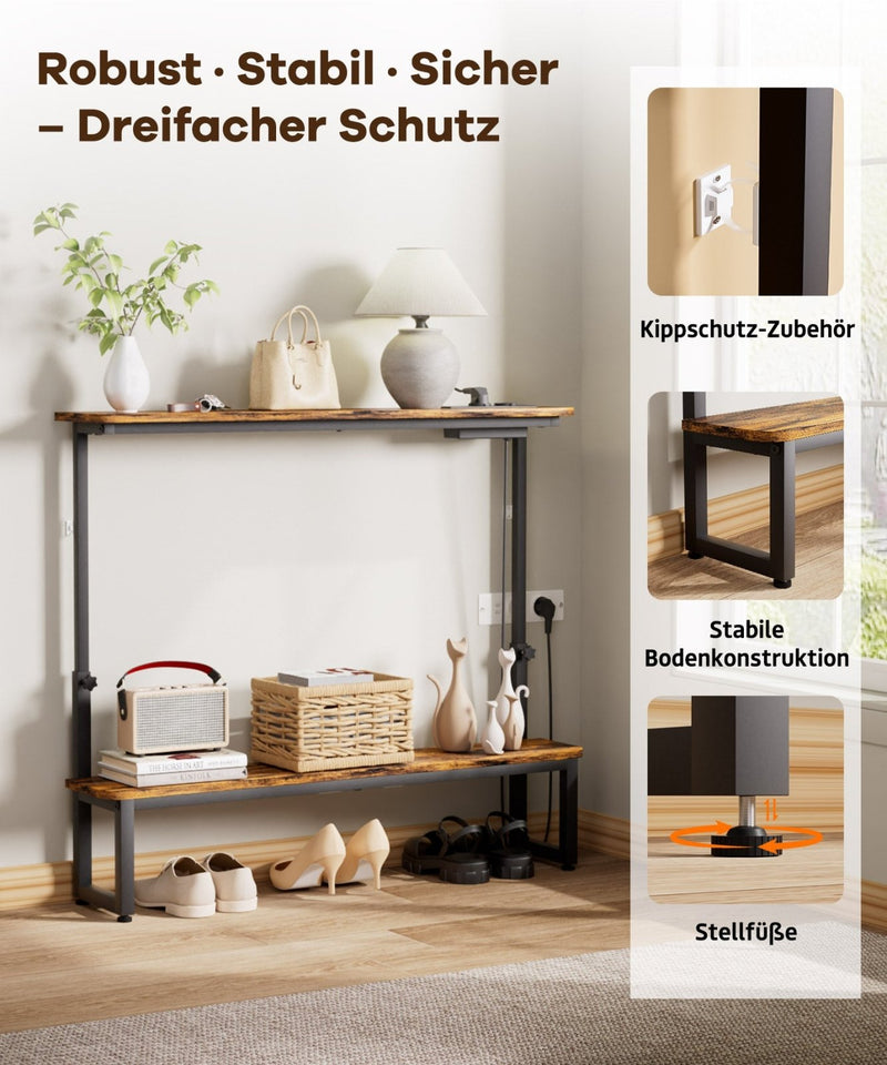 Yorbay höhenverstellbarer Konsolentisch mit Ladestation, 100 × 18 × 63–88 cm - YS027-T109 - 9 - yorbiy.com