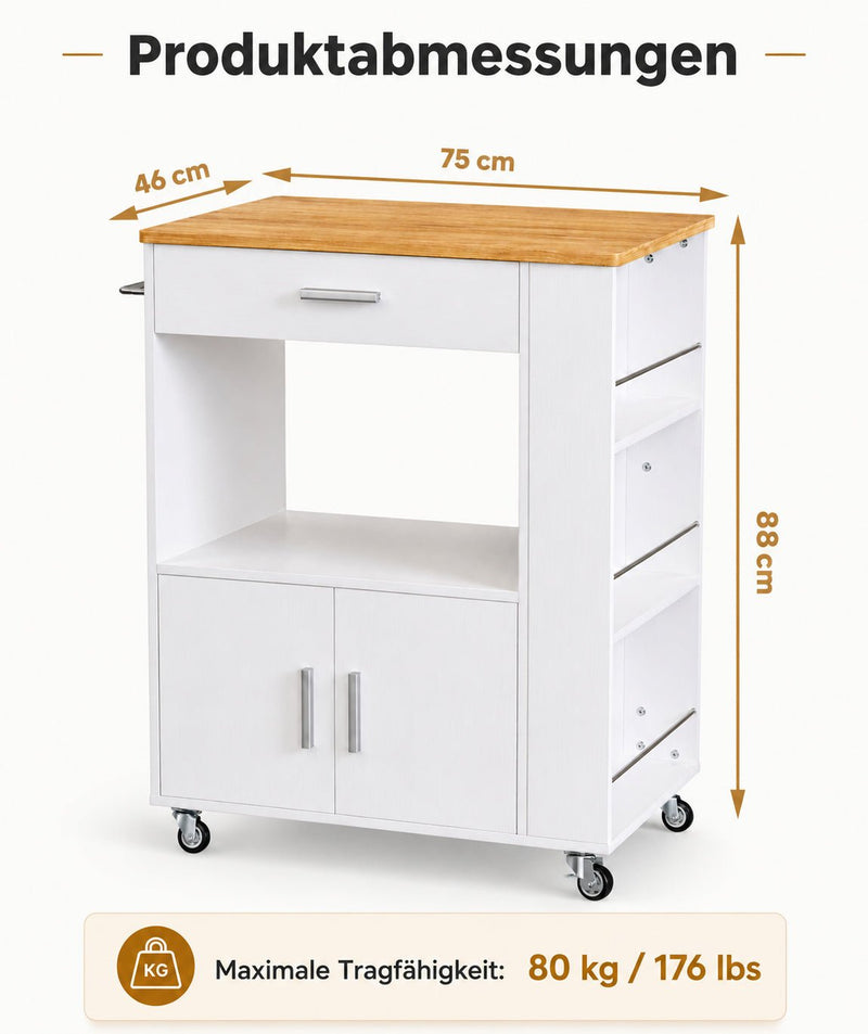 Yorbay Kücheninsel auf Rollen 75 cm - YW012-D081 - 3 - yorbiy.com