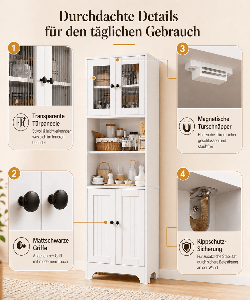 Yorbay Küchenschrank Weiß mit 6 Ebenen - YW006-D073 - 5 - yorbiy.com