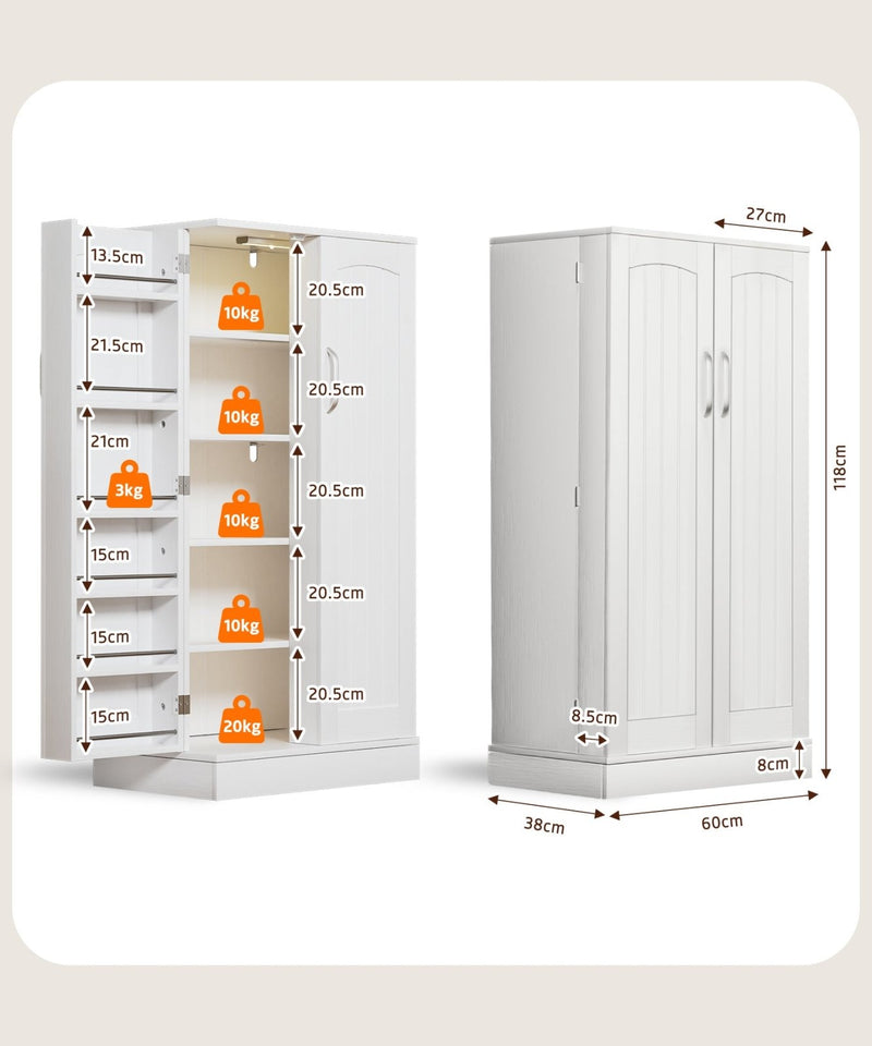 Yorbay Küchenschrank 120cm Weiß mit Doppeltür und Sensorlicht - YW007-D074 - 3 - yorbiy.com