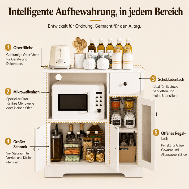Yorbay Küchenschrank mit Schublade, 80 × 80 × 40 cm - YW009-D077 - 4 - yorbiy.com