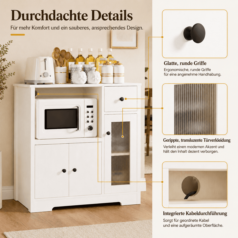 Yorbay Küchenschrank mit Schublade, 80 × 80 × 40 cm - YW009-D077 - 5 - yorbiy.com
