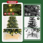 Yorbay künstlicher Weihnachtsbaum mit LED - Beleuchtung und Holzständer - O028 - 9 - yorbiy.com