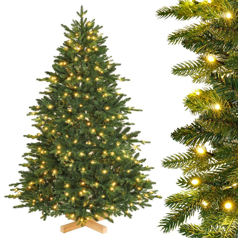 Yorbay künstlicher Weihnachtsbaum mit LED - Beleuchtung und Holzständer - O028 - 1 - yorbiy.com