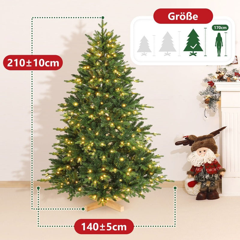 Yorbay künstlicher Weihnachtsbaum mit LED - Beleuchtung und Holzständer - O030 - 12 - yorbiy.com