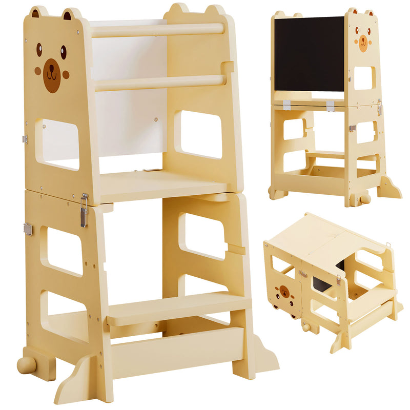 Yorbay 3 - in - 1 Montessori Kinder Lernturm in Bärenform - YB094-D050 - 1 - yorbiy.com
