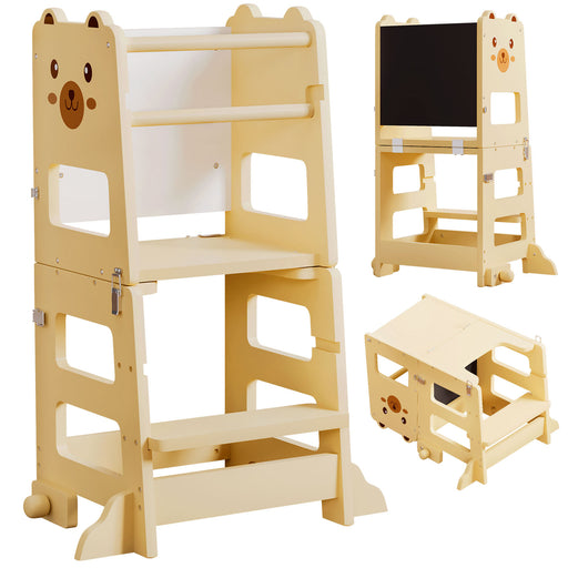 Yorbay 3 - in - 1 Montessori Kinder Lernturm in Bärenform - YB094-D050 - 1 - yorbiy.com