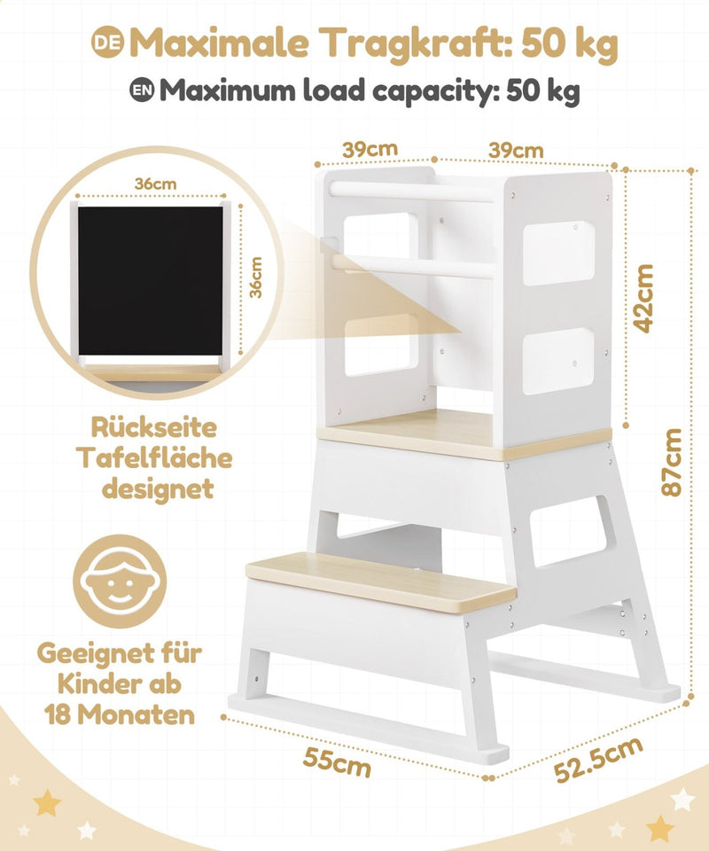 Yorbay Montessori Kinder Lernturm mit Tafel - YB091-D047 - 3 - yorbiy.com