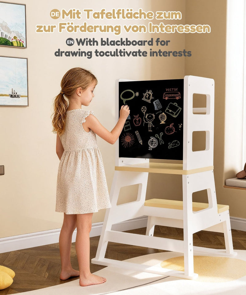 Yorbay Montessori Kinder Lernturm mit Tafel - YB091-D047 - 5 - yorbiy.com