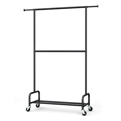 Yorbay Metall Kleiderständer mit Rollen Doppelstange, 210 kg Tragkraft - YS036-T123 - 1 - yorbiy.com