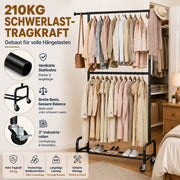Yorbay Metall Kleiderständer mit Rollen Doppelstange, 210 kg Tragkraft - YS036-T123 - 4 - yorbiy.com