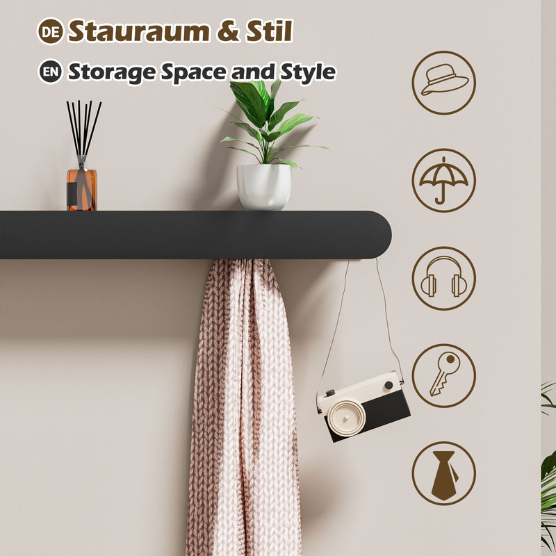 Yorbay Metall-Wandgarderobe mit Ablage und Haken, verschiedene Größen - YM001-N003 - 42 - yorbiy.com