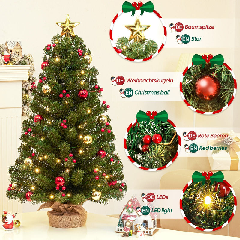 Yorbay 40 cm Mini - LED - Weihnachtsbaum mit Beleuchtung - O035 - 17 - yorbiy.com