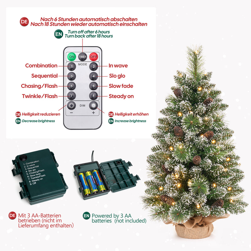 Yorbay Mini-Weihnachtsbaum mit LED-Beleuchtung und Schnee, 40 cm / 70 cm 11 - yorbiy.com