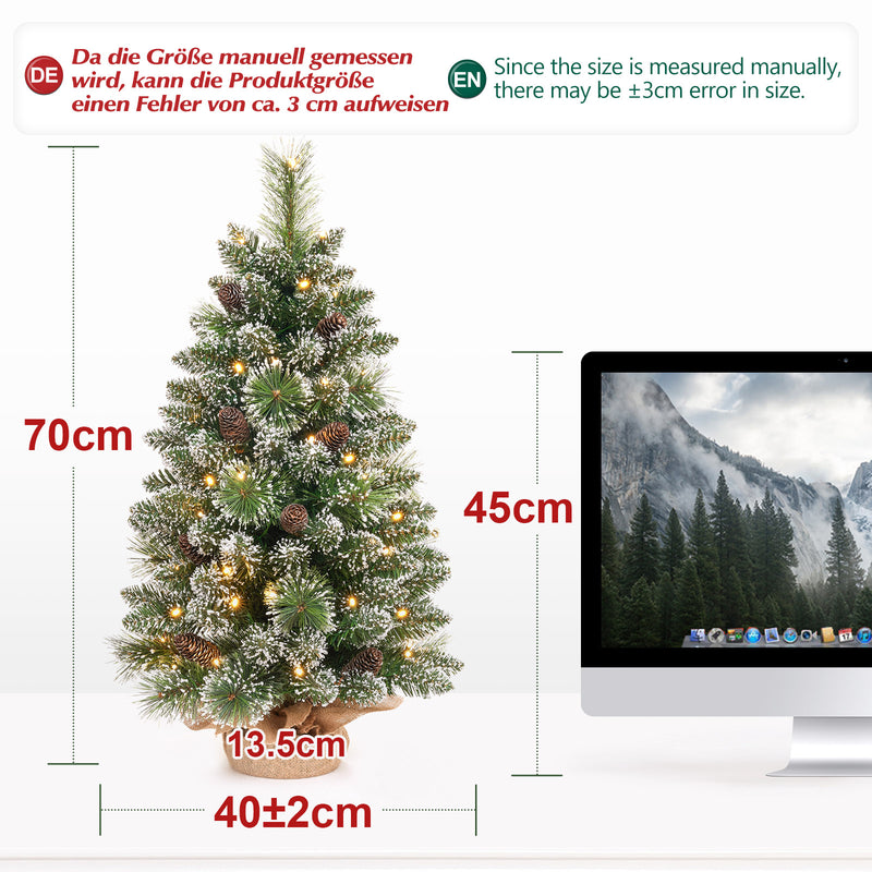 Yorbay Mini-Weihnachtsbaum mit LED-Beleuchtung und Schnee, 40 cm / 70 cm 4 - yorbiy.com
