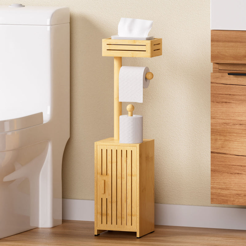 Yorbay freistehender Toilettenpapierhalter mit Stauraumschrank - YB131-Z118 - 2 - yorbiy.com