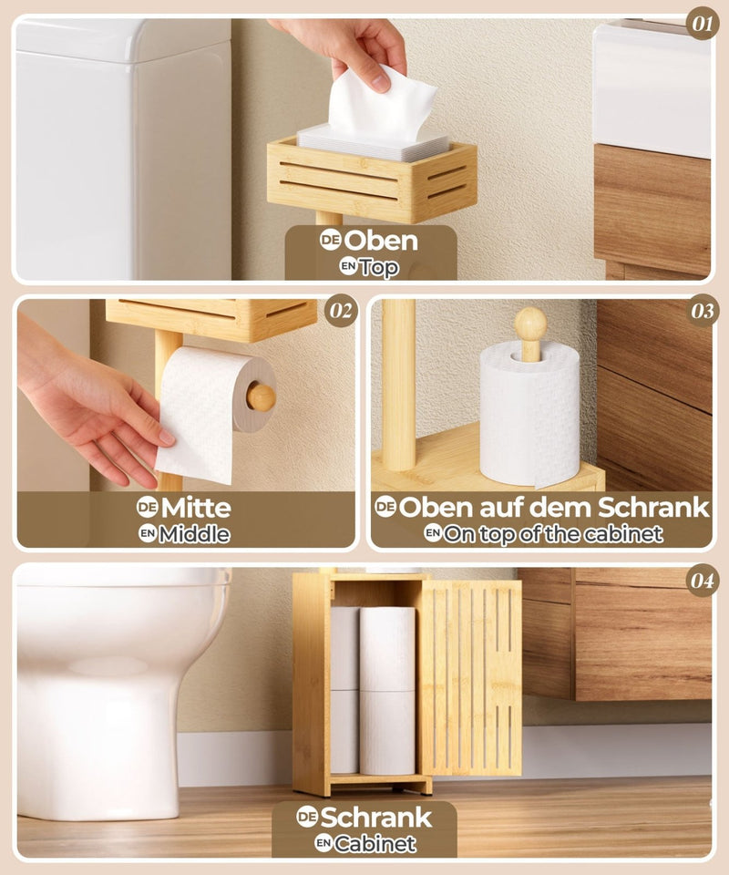 Yorbay freistehender Toilettenpapierhalter mit Stauraumschrank - YB131-Z118 - 4 - yorbiy.com
