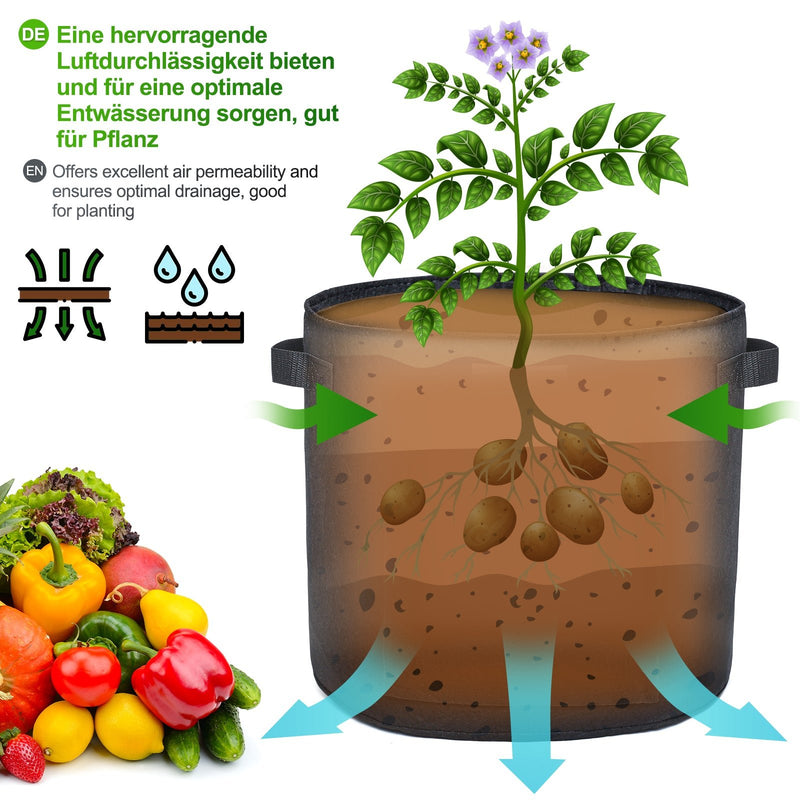 Yorbay 5 Stück Pflanzsack mit 1 Paar Gartenhandschuhen - G41 - 7 - yorbiy.com