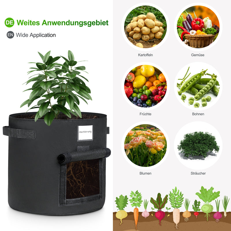 Yorbay 5 Stück Pflanzsack mit 1 Paar Gartenhandschuhen - G41 - 5 - yorbiy.com