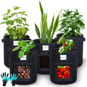Yorbay 5 Stück Pflanzsäcke à 35 L mit 1 Paar Gartenhandschuhen - G41 - 1 - yorbiy.com