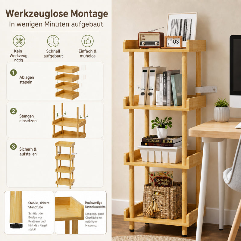 Yorbay Bambus Standregal 4 Ebenen ohne Werkzeug Montage - YC012-Z127 - 6 - yorbiy.com