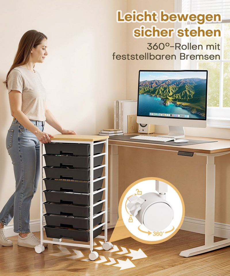 Yorbay Rollwagen mit 8 Schubladen, 38,5 × 28,5 × 77 cm - YS024-T104 - 11 - yorbiy.com