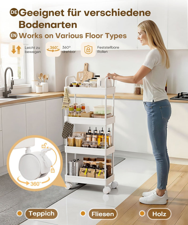 Yorbay schmaler 4 - stufiger Rollwagen mit Rollen für Nischen - YB140-T095A - 8 - yorbiy.com