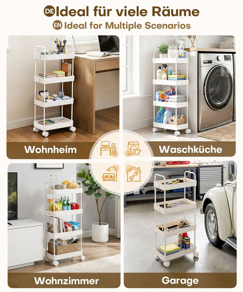 Yorbay schmaler 4 - stufiger Rollwagen mit Rollen für Nischen - YB140-T095A - 9 - yorbiy.com