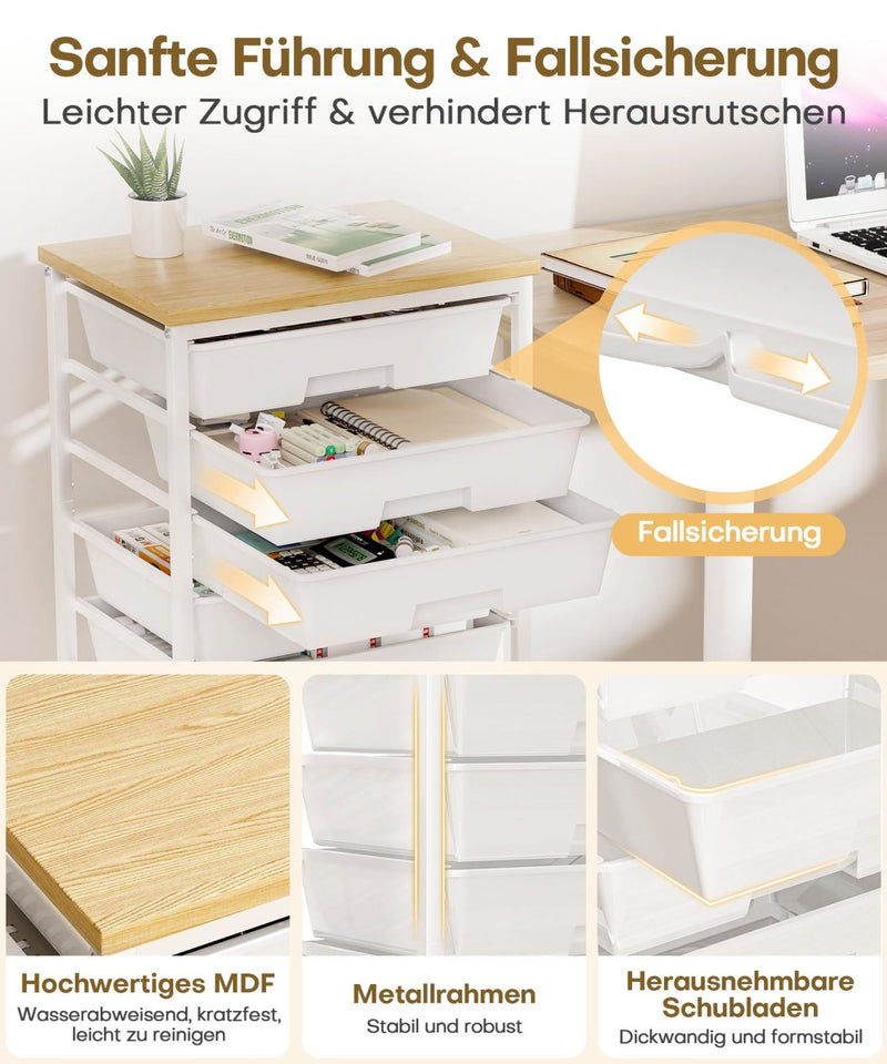 Yorbay Rollwagen mit 8 Schubladen, 38,5 × 28,5 × 77 cm - YS024-T103 - 4 - yorbiy.com