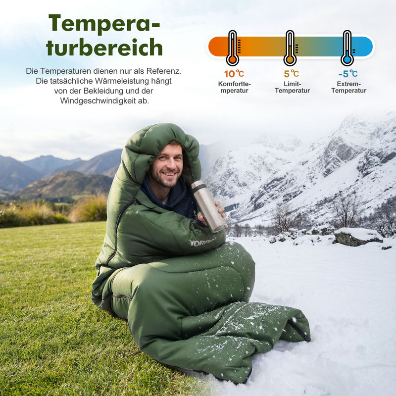 Yorbay Schlafsack 4 Jahreszeiten - 5°C - 10°C, 220×75 cm - YP030-W030 - 5 - yorbiy.com