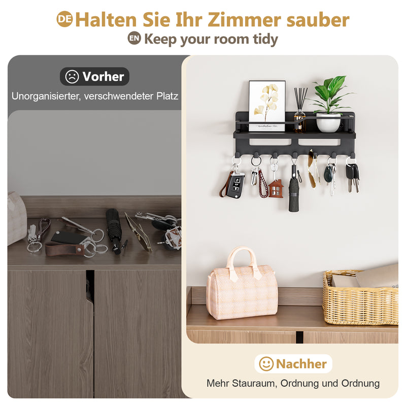 Yorbay Schlüsselbrett mit 7 Haken und Holzablage - YB079-T127 - 15 - yorbiy.com